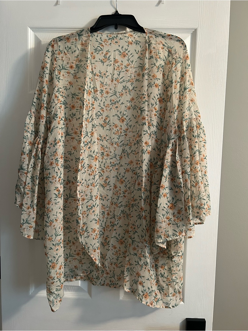 Altar'd State Cream Floral Duster with Orange Blossoms